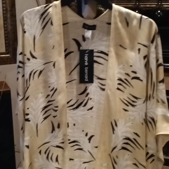 NWT Harve' Bernard 100% viscose multi-colored foliage print cardigan Sz OS - Picture 4 of 9